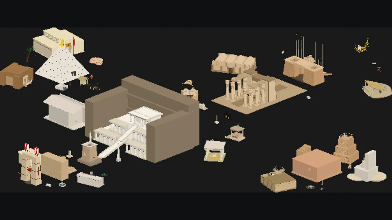 Egyptian Necropolis — a Kiln-composed desert necropolis with pyramids and columns